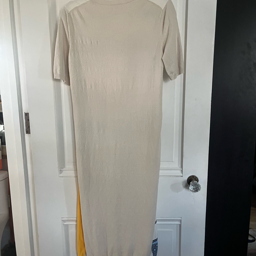 Tory Burch Cream, Blue, Green & Mustard Geometric Midi Dress - Picture 5 of 6